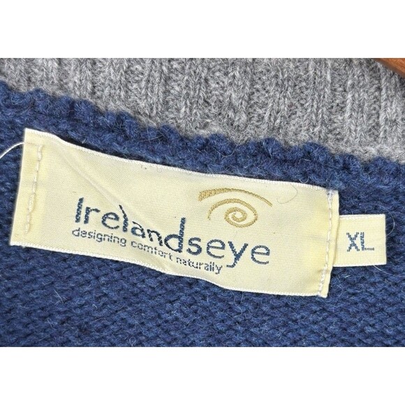 Irelands Eye 100% Wool Men’s 1/4 Zip Pullover Knit Sweater Men’s Size XL Blue - Picture 4 of 7